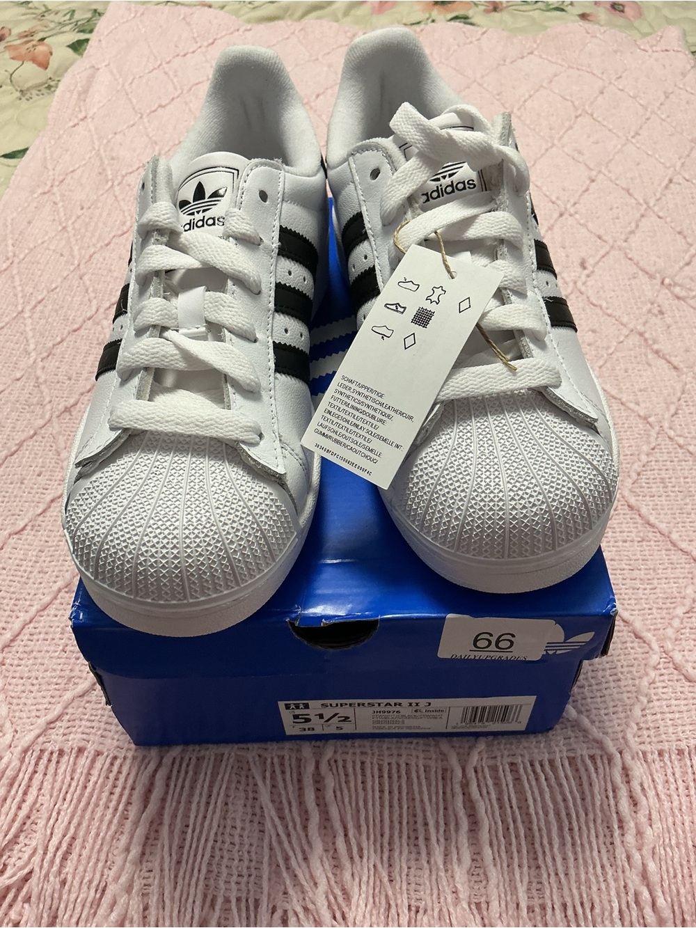 Adidas Superstar II J JH9976 White Black Sneakers Size 5.5 New With Box